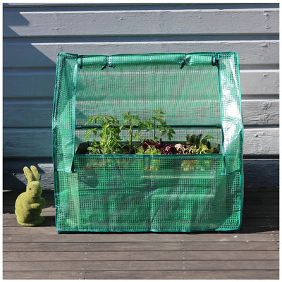 Greenlife Patio Garden Bed With Greenhouse Cover And Base 80 x 50 x 30 cm Charcoal