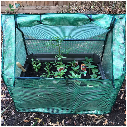 Greenlife Patio Garden Bed With Greenhouse Cover And Base 80 x 50 x 30 cm Charcoal – view 2