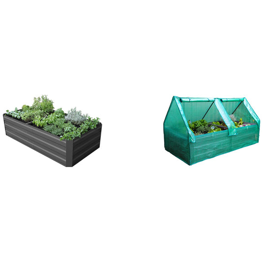 Greenlife Large Garden Bed And Greenhouse Cover 180 x 90 x 45cm Charcoal