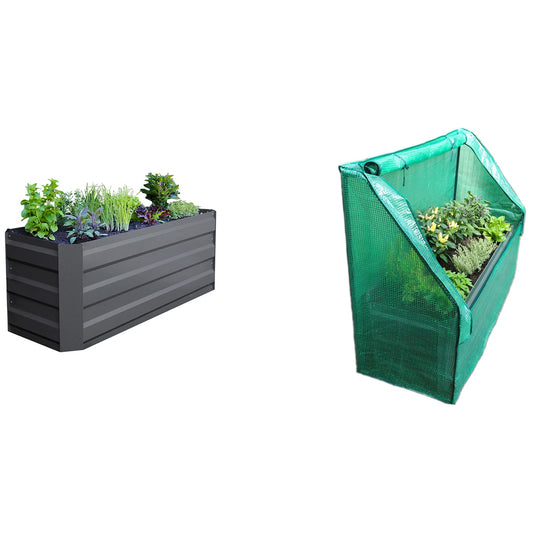 Greenlife Slimline Garden Bed And Greenhouse Cover 120 x 45 x 45cm Charcoal