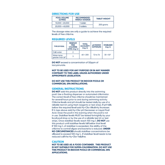 Hy Clor Pool Tablets - 2kg - 200g Tablets - Algae Control – view 2