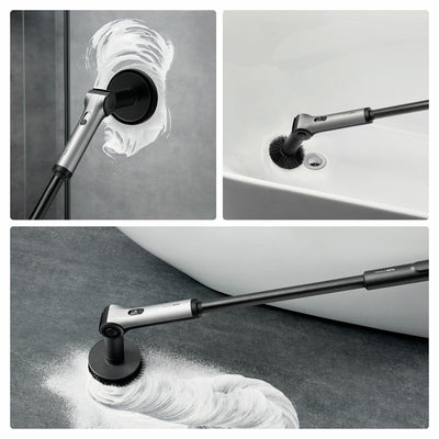 HOTO Flexi Cordless Spin Scrubber 8 Brush Heads 1443mm Extension Pole QWQJA08