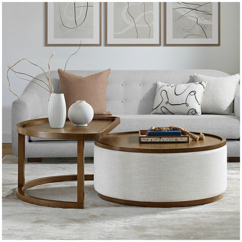 Foremost Home Rubberwood Coffee Table Nesting Design Walnut Finish