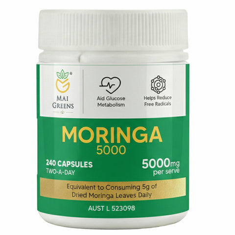 Mai Greens Moringa Capsules 5000mg 240 Pack Leaf Extract