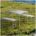 Timber Ridge Folding Table & Bench Combo Aluminium 90cm Portable