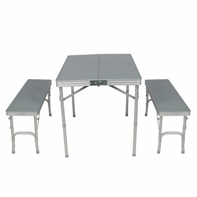 Timber Ridge Folding Table & Bench Combo Aluminium 90cm Portable