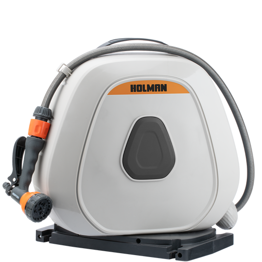 Holman 20m Portable Retractable Hose Reel - Ground Spikes - Easy Storage - Auzzistore