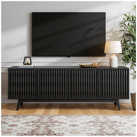 Northridge Home Acacia Accent Console Adjustable Shelves 4 Door Hardwood