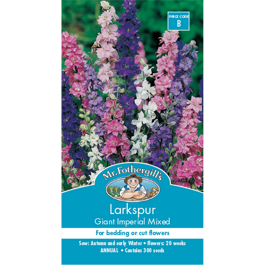 Mr Fothergill Larkspur Flower Seeds - 90cm - Hardy Annual - Cut Flowers - Auzzistore