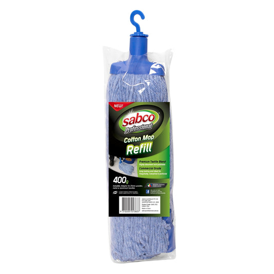 Sabco 400g Cotton Mophead Refill - Blue - Heavy Duty - Easy Rinsing