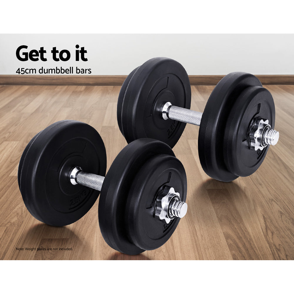 45cm Dumbbell Bar Solid Steel Pair Gym Home Exercise Fitness 150KG Capacity | Auzzi Store