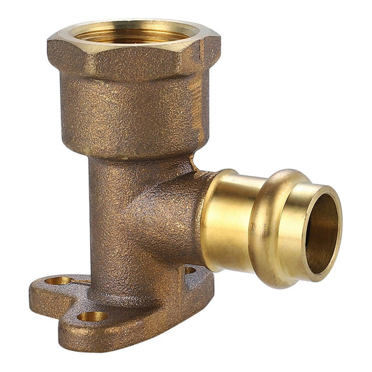 Smartex Press Female Back Plate Elbow 15 x 15mm - Lead Free Brass - Flame-Free Installation - Auzzistore