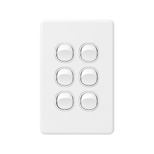 Deta Vertical X6 Six Switch - Polycarbonate - Classic Design - 16A - Auzzistore