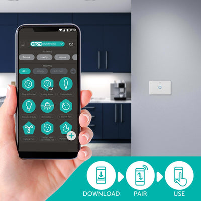 Deta White Grid Connect Smart Touch Single Dimmer