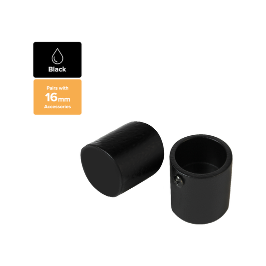Pillar 16mm Black Curtain Rod Finial - Aluminium - 2 Pack - Elegant Design – view 2 - Auzzistore