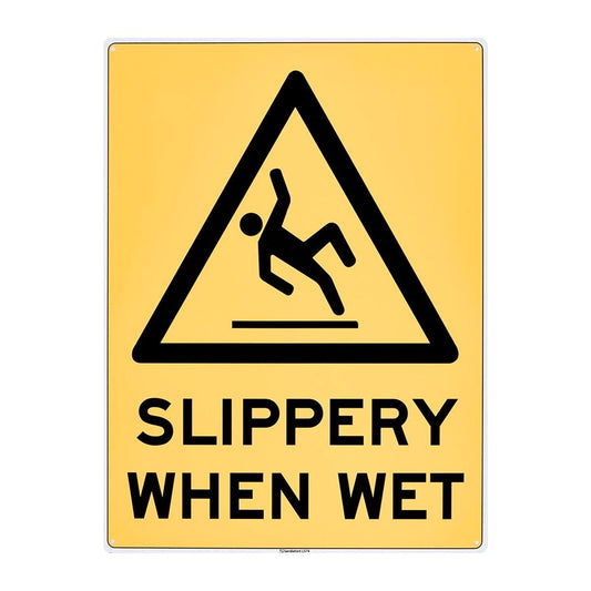 Sandleford Slippery When Wet Sign - 450 x 600mm - Yellow/Black - Polypropylene - Auzzistore