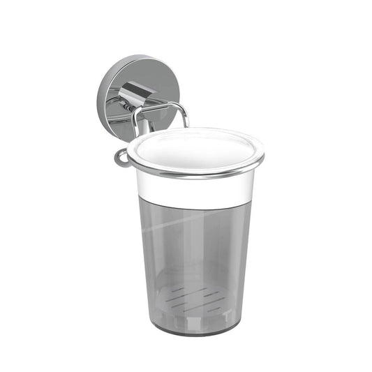 Fusion Loc Stainless Steel Suction Bathroom Tumbler - 8kg - Chrome - 90mm x 180mm x 130mm