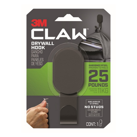 3M Black Claw Plasterboard Wall Hook - 11kg - 3m - Easy Installation - Black - Auzzistore