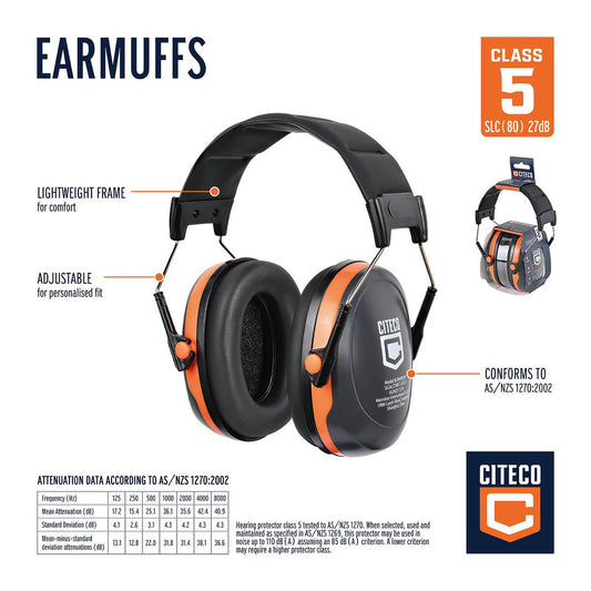 Citeco Class 5 Ear Muffs - Noise Protection - Adjustable - 27dB – view 2