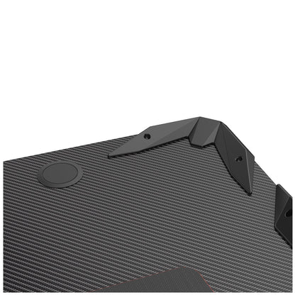 Eureka Ergonomic Z1-S Gaming Desk with Blue LED Lights, Carbon Fibre Texture, Controller Stand, Cup Holder, Headphone Hook