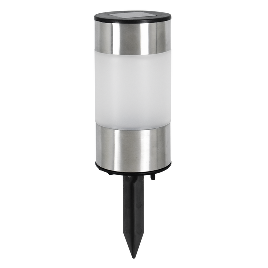 Click Byron Solar LED Pathway Bollard - 210mm - Stainless Steel - Outdoor Use