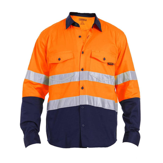 Tradie Large Hi Vis Orange Mens Reflective Long Sleeve Shirt - 555mm x 760mm - Breathable Fabric - Enhanced Visibility - Auzzistore