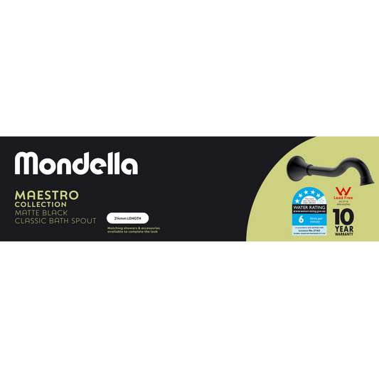 Mondella Black Matte Maestro Classic Bath Spout - 214mm - Lead-Free Brass – view 2