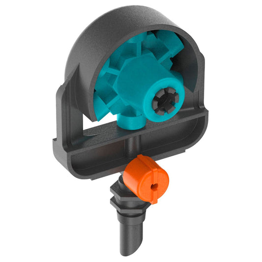 Gardena Micro Irrigation Spray Nozzle - 6 in 1 - 2 Pack - Adjustable 90°-360° - Black/Turquoise