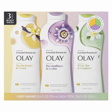 Olay Essential Botanicals Body Wash 3 x 700ml Essential Oils Triple Pack