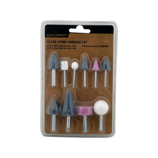 Craftright Stone Grinding Set - 10 Piece - Aluminium Oxide - 15,000 RPM - Auzzistore