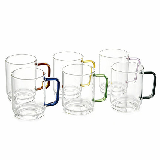 King Crystal Borosilicate Stackable Glass Mug 410mL 6 Piece Set