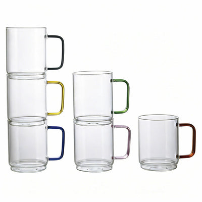 King Crystal Borosilicate Stackable Glass Mug 410mL 6 Piece Set
