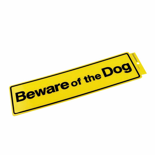 Sandleford Beware of the Dog Self Adhesive Sign - Yellow/Black - 330mm x 95mm - Auzzistore