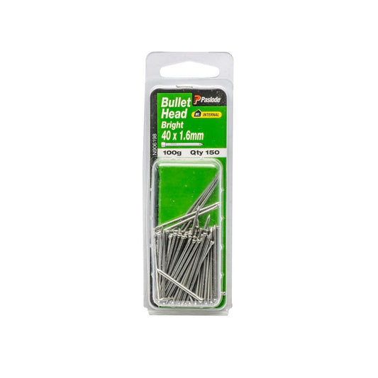 Paslode Bullet Head Nails 40mm Bright Steel 1.6mm 150 Pack - Auzzistore