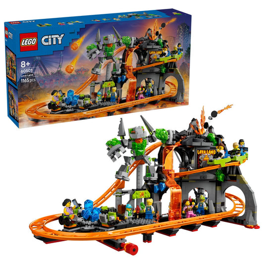 LEGO City Lava Land Roller Coaster Park Building Set 1165 Pieces 60501
