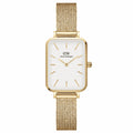 Daniel Wellington Quadro Women's Watch White Square Dial Gold Mesh DW00100556