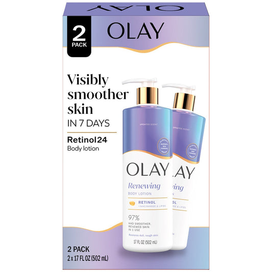 Olay Retinol Hand and Body Lotion 2 x 502ml Vitamin B3 Moisturiser
