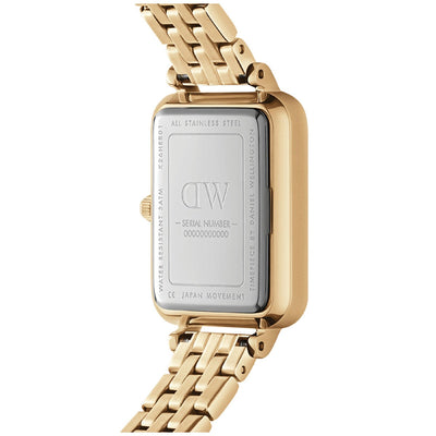 Daniel Wellington Quadro Women's Watch White Dial Gold 5 Link Strap DW00100622