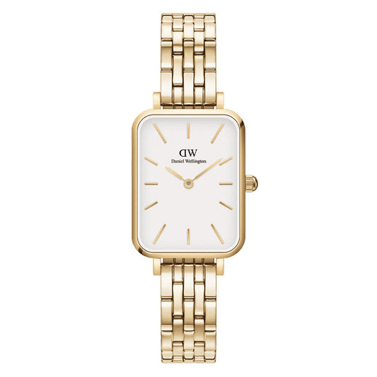 Daniel Wellington Quadro Women's Watch White Dial Gold 5 Link Strap DW00100622