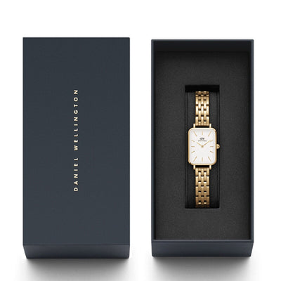 Daniel Wellington Quadro Women's Watch White Dial Gold 5 Link Strap DW00100622