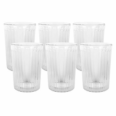 Avanti Rigato Double Wall Drinking Glasses 250ml 6 Pack Borosilicate