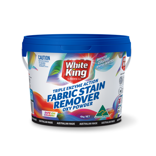 White King Fabric Stain Remover Oxy Powder - 4kg - 224mm x 197mm - White - Biodegradable