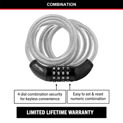Master Lock Combination Bike Lock - 1.8m x 8mm Braided Steel - Keyless Security