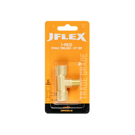 Jflex Brass Tee Piece - 1/4" BSP Male and Female - 35mm x 35mm x 18mm - Durable Air Fitting – view 2 - Auzzistore