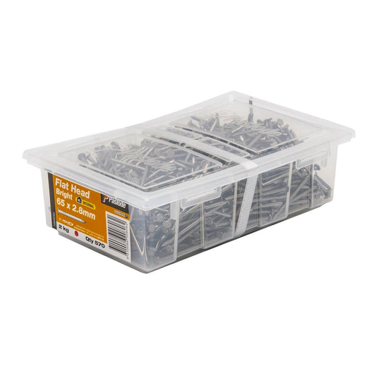 Paslode Flat Head Nails 65mm 2.8mm Bright Steel 570 Pack - Auzzistore