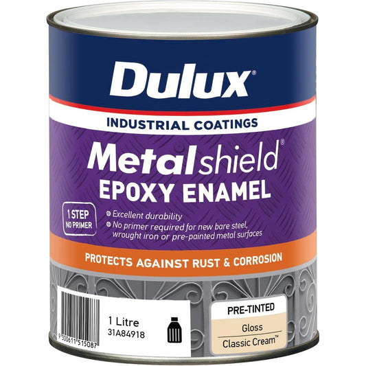 Dulux Metalshield Epoxy Enamel - 1L - Paint - Gloss Finish Classic Cream - Auzzistore