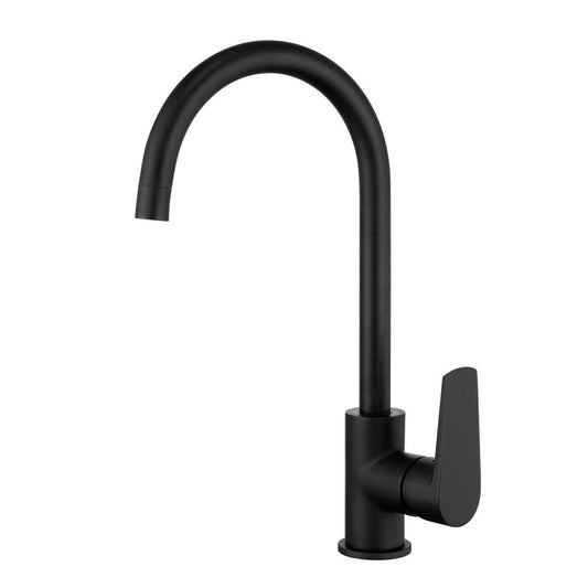 Mondella 35mm Gooseneck Sink Mixer - Matt Black - Lead-Free Brass - Ergonomic - Auzzistore