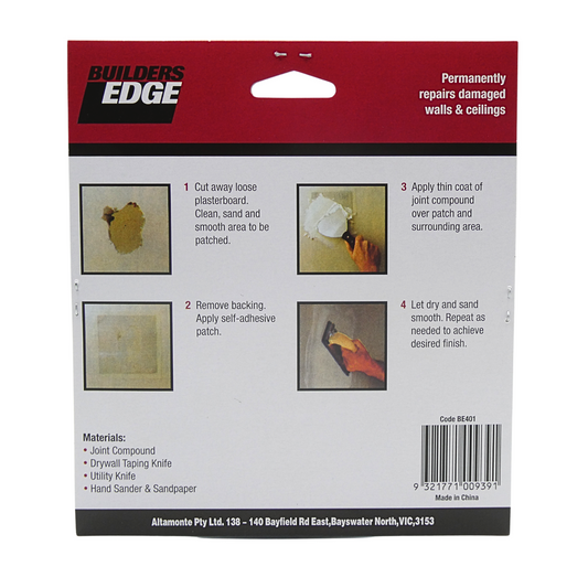 Builders Edge Plasterboard Wall Patch - 100mm x 100mm - Rustproof Aluminium - Self-Adhesive – view 2 - Auzzistore