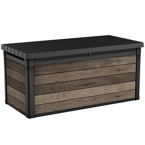 Keter Signature 570 Litre Storage Box Walnut Look Weather Resistant Resin