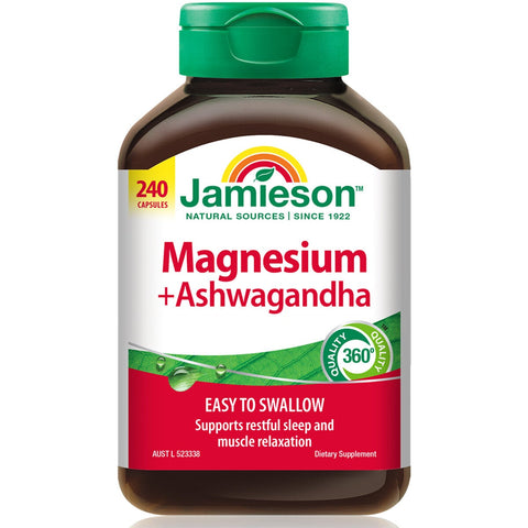 Jamieson Magnesium and Ashwagandha Capsules 240 Pack Sleep Support